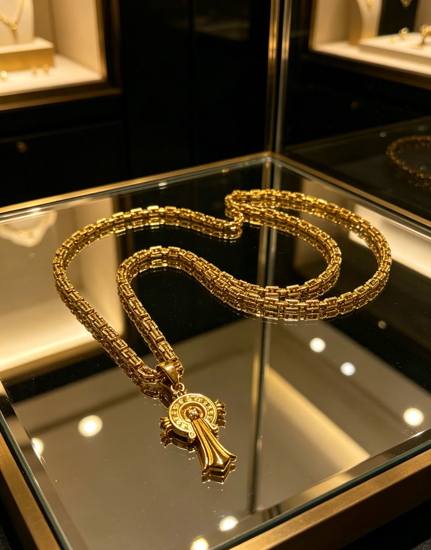 Chrome Hearts Gold-Plated Chain with Cross Pendant